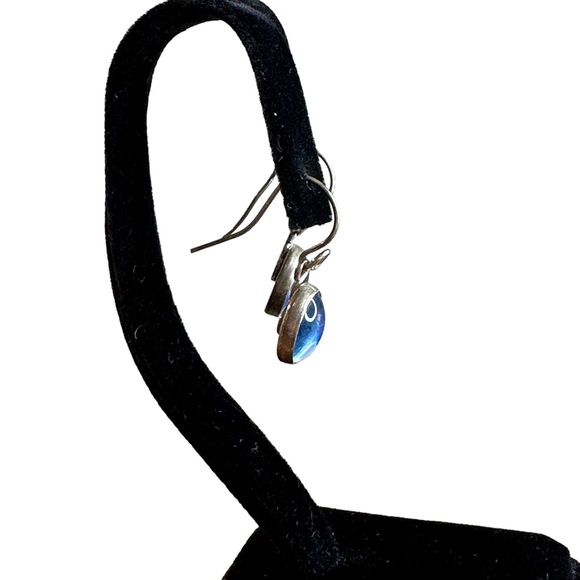 Vintage Sterling Silver Odd "Sing" & Bird Jelly Cabochon Dangle Earrings - Picture 2 of 4